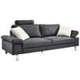 3-SITZER-SOFA in Mikrofaser Grau  - Chromfarben/Beige, Design, Textil/Metall (234/86/97cm) - Hom`in