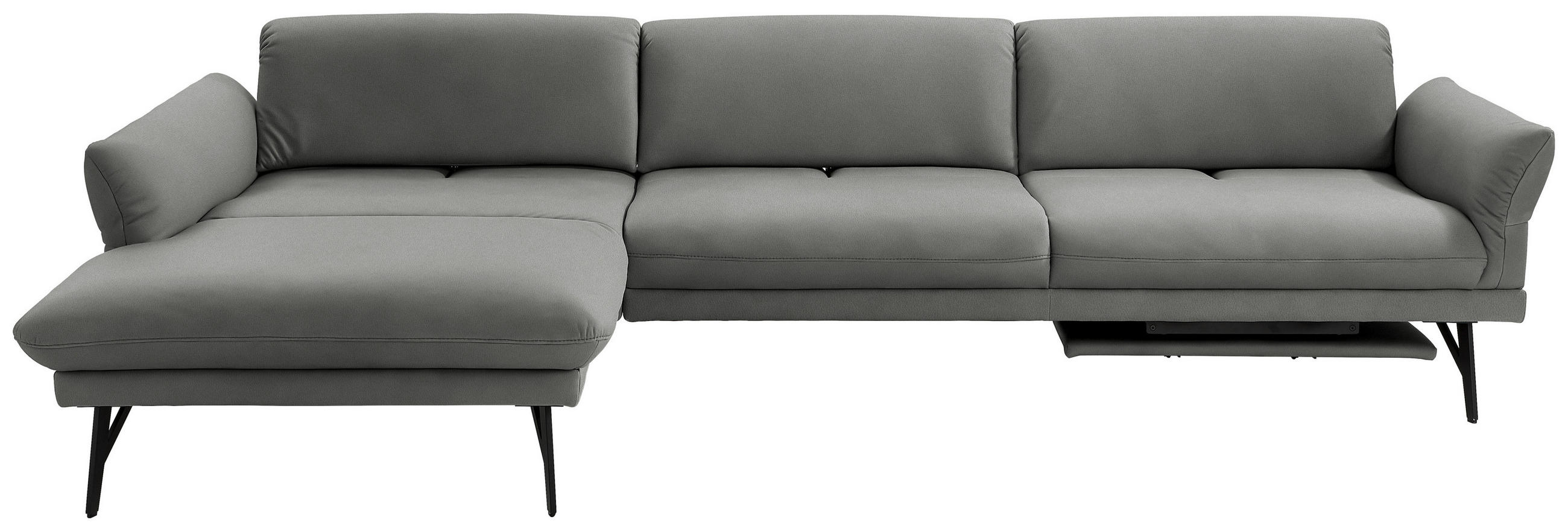 ECKSOFA in Echtleder Dunkelgrau  173/308 cm  - Dunkelgrau/Anthrazit, Design, Leder/Metall (173/308cm) - Joop!
