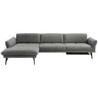 ECKSOFA in Echtleder Dunkelgrau  173/308 cm  - Dunkelgrau/Anthrazit, Design, Leder/Metall (173/308cm) - Joop!