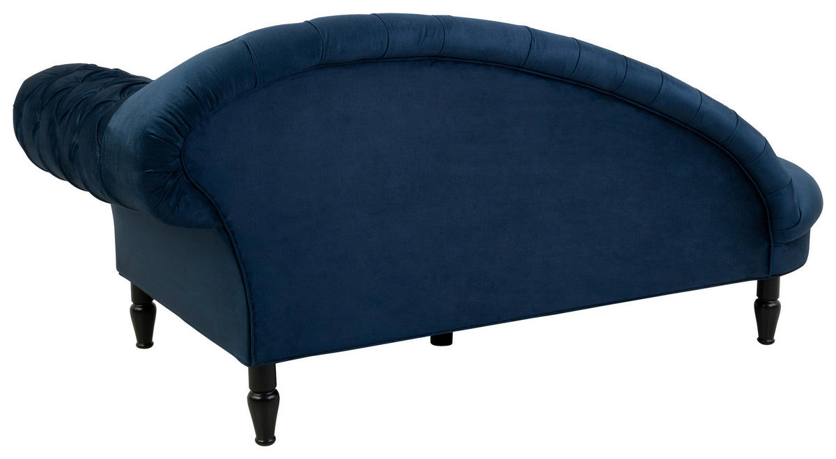 RÉCAMIERE Dunkelblau Velours  - Schwarz/Dunkelblau, Design, Holz/Textil (103/91/216cm) - MID.YOU