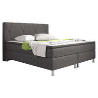 BOXSPRINGBETT 180/200 cm  in Anthrazit  - Anthrazit/Silberfarben, KONVENTIONELL, Textil/Metall (180/200cm) - MID.YOU