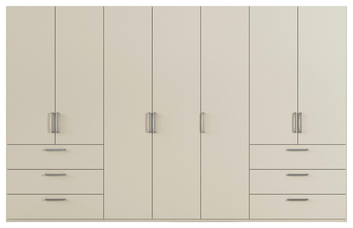 DREHTÜRENSCHRANK 350/223/61 cm,  in Champagner, 7-türig  - Edelstahlfarben/Champagner, Basics, Holzwerkstoff/Metall (350/223/61cm) - Novel