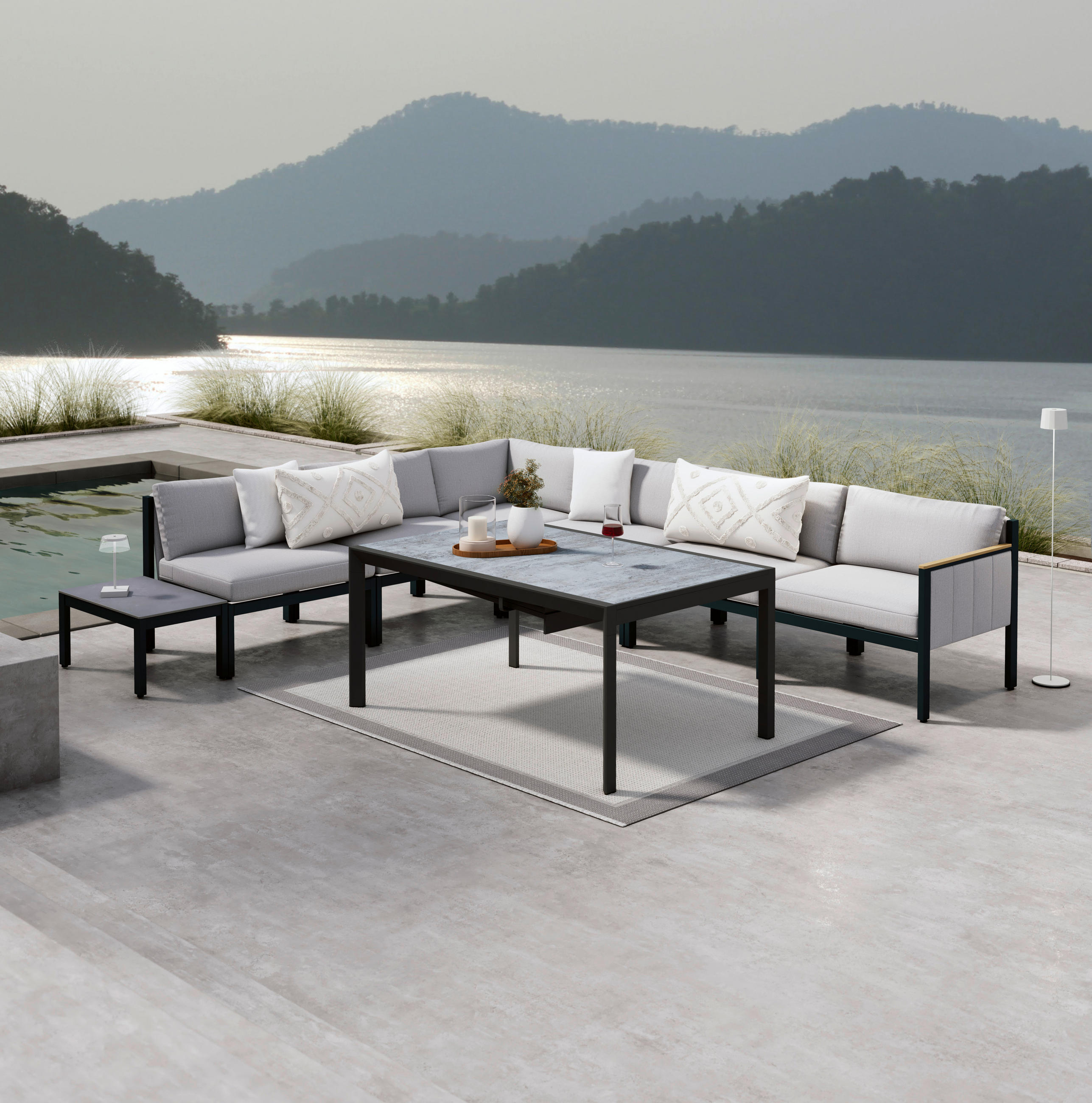 LOUNGEMITTELTEIL  - Anthrazit/Grau, Design, Textil/Metall (80/73/76cm) - Dieter Knoll