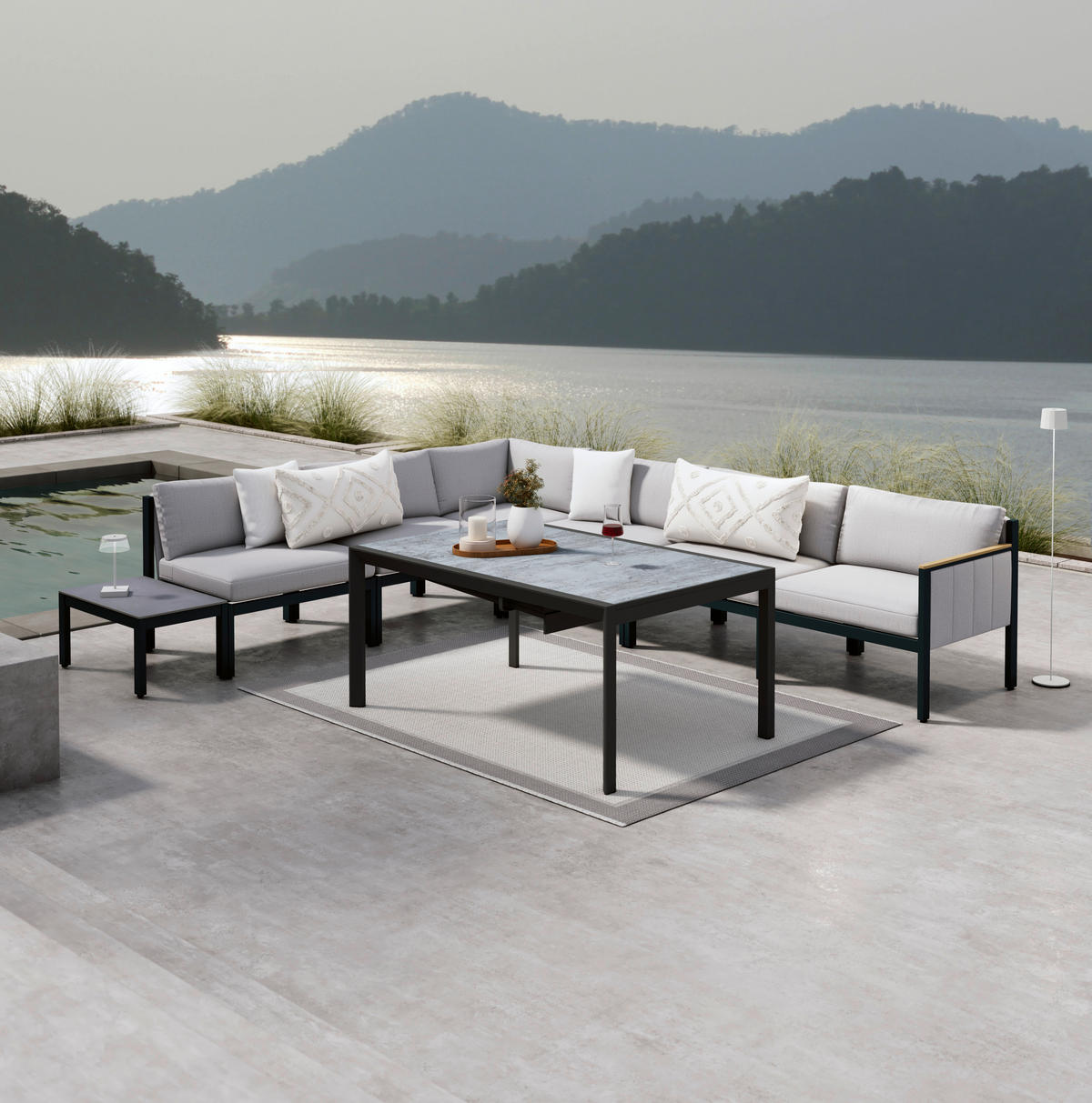 LOUNGE SREDNJI DIO  antracit, siva   - siva/antracit, Design, metal/tekstil (80/73/76cm) - Dieter Knoll