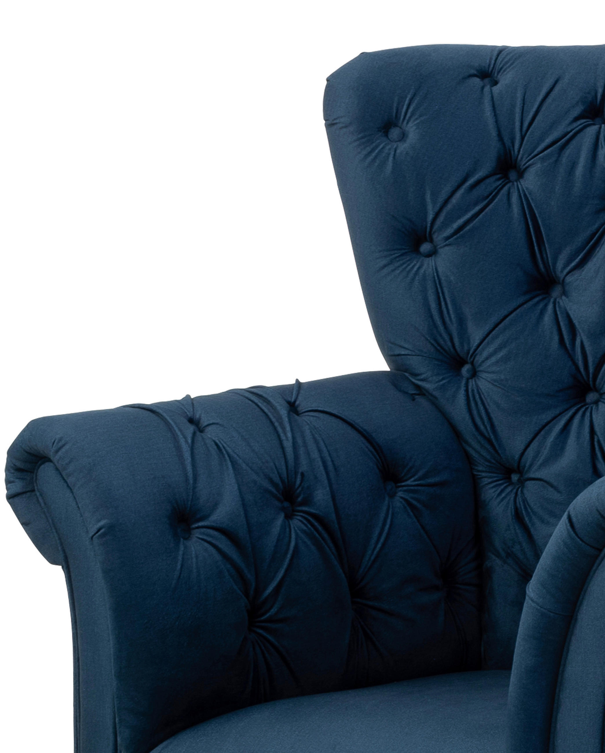 OHRENSESSEL Velours Dunkelblau  - Schwarz/Dunkelblau, Design, Holz/Textil (96/112/86cm) - MID.YOU