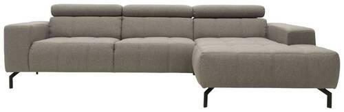 ECKSOFA Silberfarben Webstoff  - Silberfarben/Schwarz, Design, Textil/Metall (292/175cm) - MID.YOU