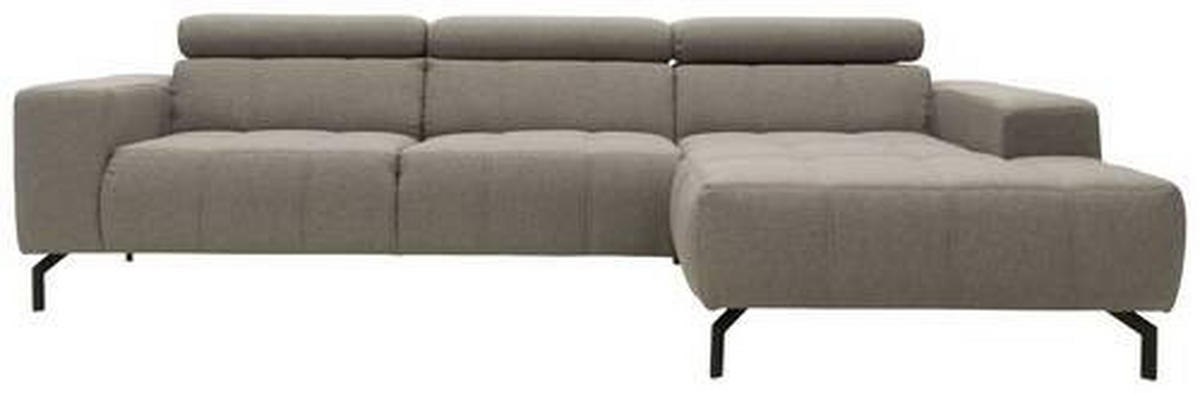 ECKSOFA in Webstoff Silberfarben  292/175 cm  - Silberfarben/Schwarz, Design, Textil/Metall (292/175cm) - MID.YOU