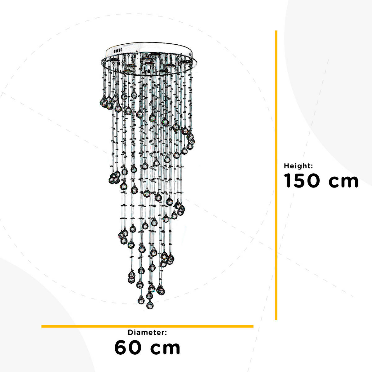 DECKENLEUCHTE 60/60/150 cm   - Chromfarben, KONVENTIONELL, Glas/Metall (60/60/150cm)