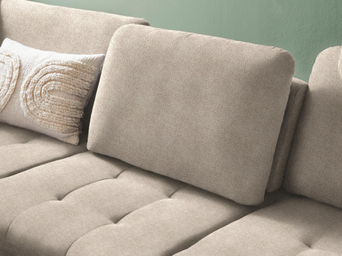 ECKSOFA in Bouclé Beige  - Beige/Schwarz, Natur, Textil/Metall (233/288cm) - Valnatura