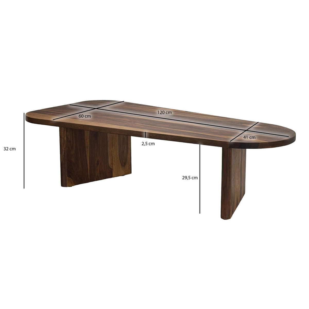 Măsuță De Cafea din lemn, 120/60/32 cm - maro/culoare lemn sheesham, Design, lemn (120/60/32cm) - MID.YOU