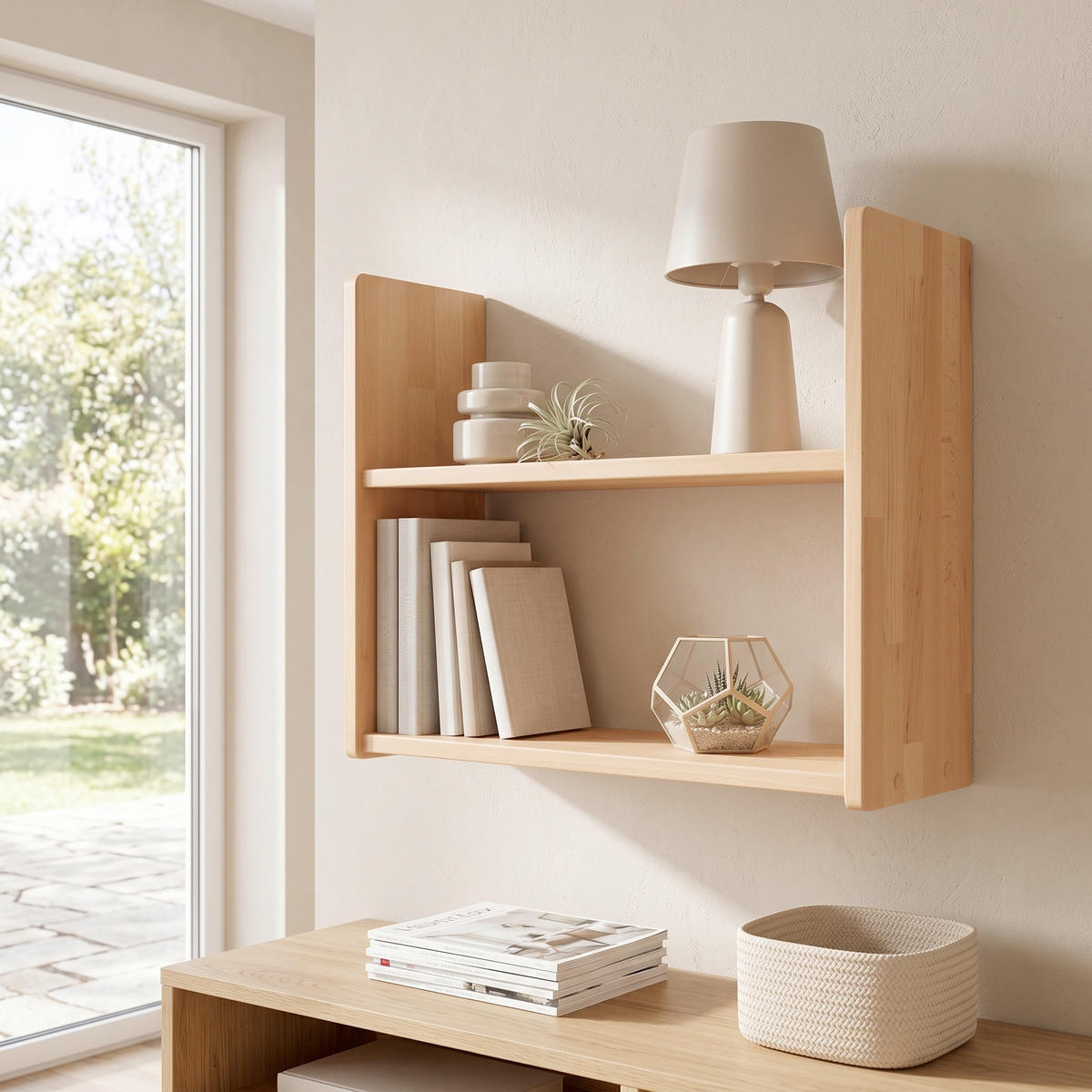 STENSKI REGAL 60/45/20 cm barve bukve  - barve bukve, Basics, les (60/45/20cm) - Livetastic