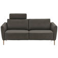 2-SITZER-SOFA  in Echtleder Dunkelgrau   - Eichefarben/Dunkelgrau, Natur, Leder/Holz (207/86/87cm) - Valnatura