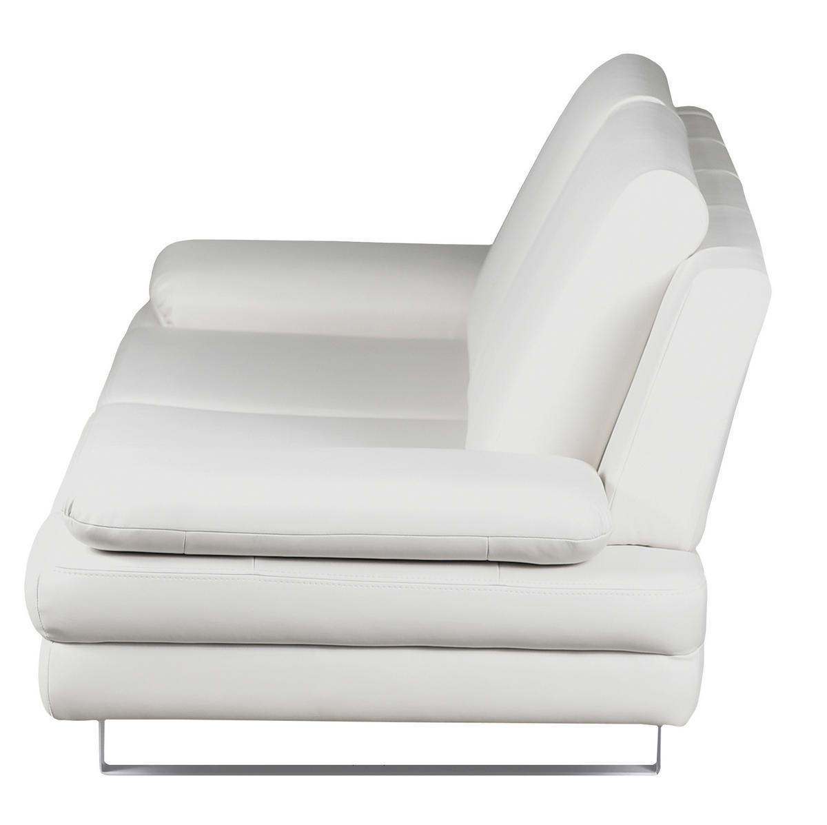 3-SITZER-SOFA in Lederlook Weiss  - Weiss/Grau, Design, Textil/Metall (218/78/88cm) - MID.YOU