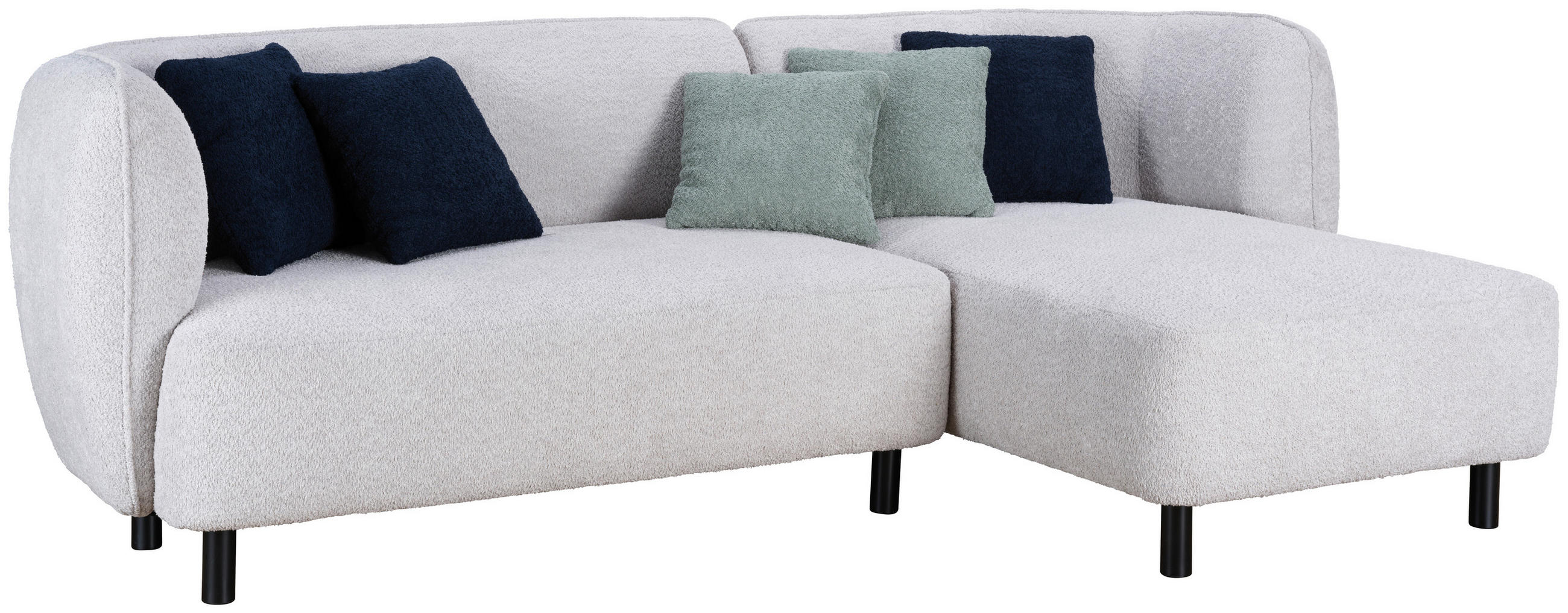 Thumbnail - Lomoco Ecksofa Uma, Beige, Textil, 2-Sitzer, Füllung: Schaumstoff, Silikon, Ottomane rechts, L-Form, 236x148 cm, Stoffau...