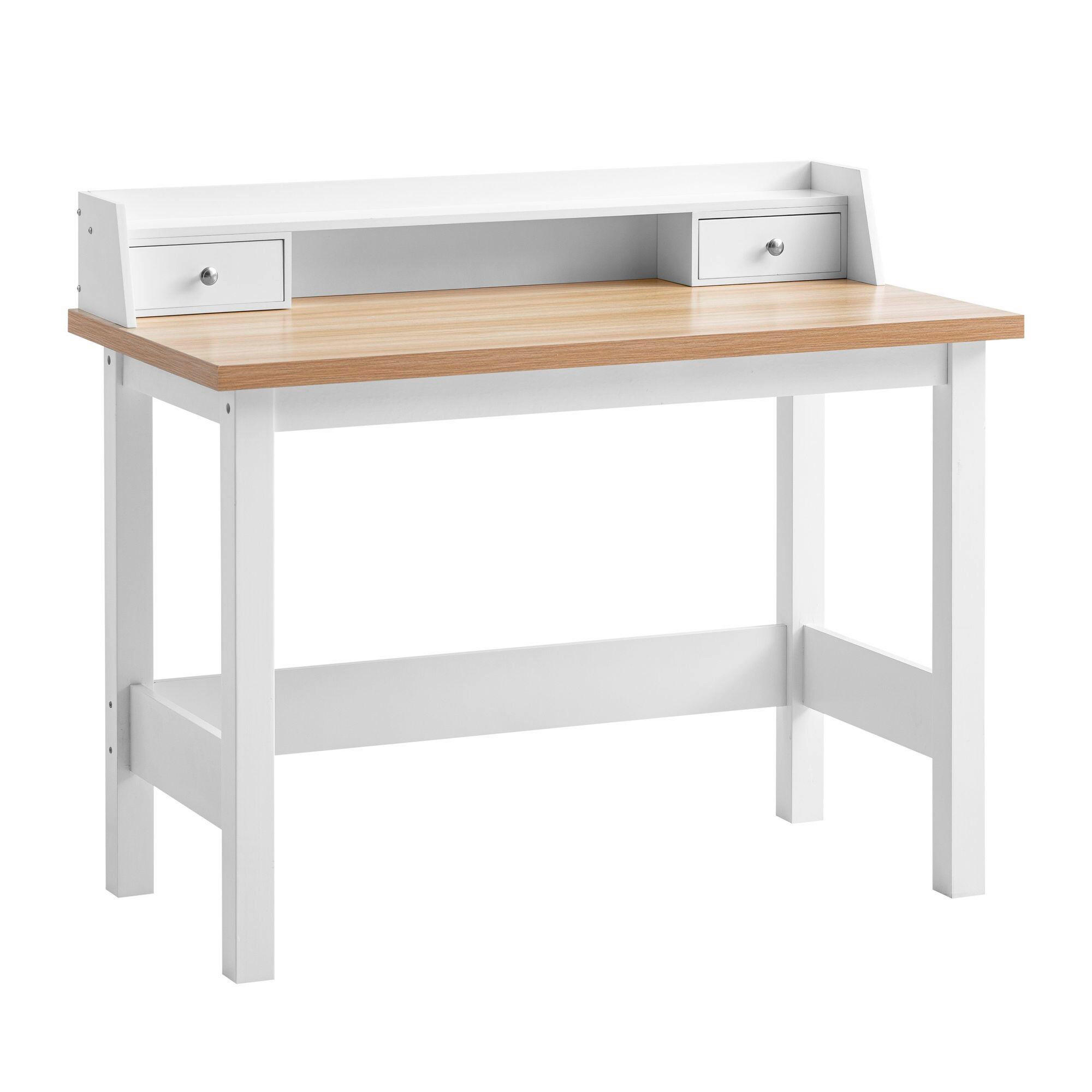 PÍSACÍ STÔL, biela, 106/53/90 cm - biela/strieborná, Design, kov/drevo (106/53/90cm) - Livetastic