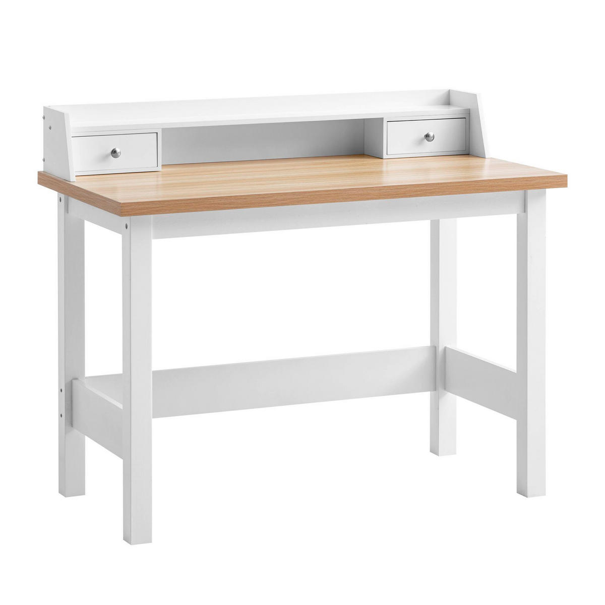 PÍSACÍ STÔL, biela, 106/53/90 cm - biela/strieborná, Design, kov/drevo (106/53/90cm) - Livetastic