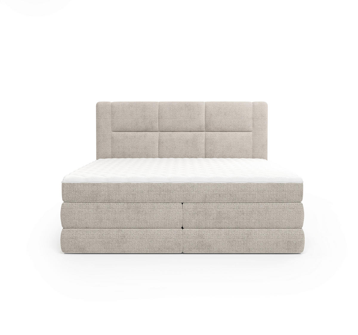BOXSPRINGBETT 180/200 cm,  in Beige, gepolstertes Kopfteil, Bettkasten, Topper, Wendematratze mit unterschiedlichen Härtegraden, H2 + H3 = mittel + fest  - Beige/Schwarz, Design, Kunststoff/Textil (180/200cm) - Esposa