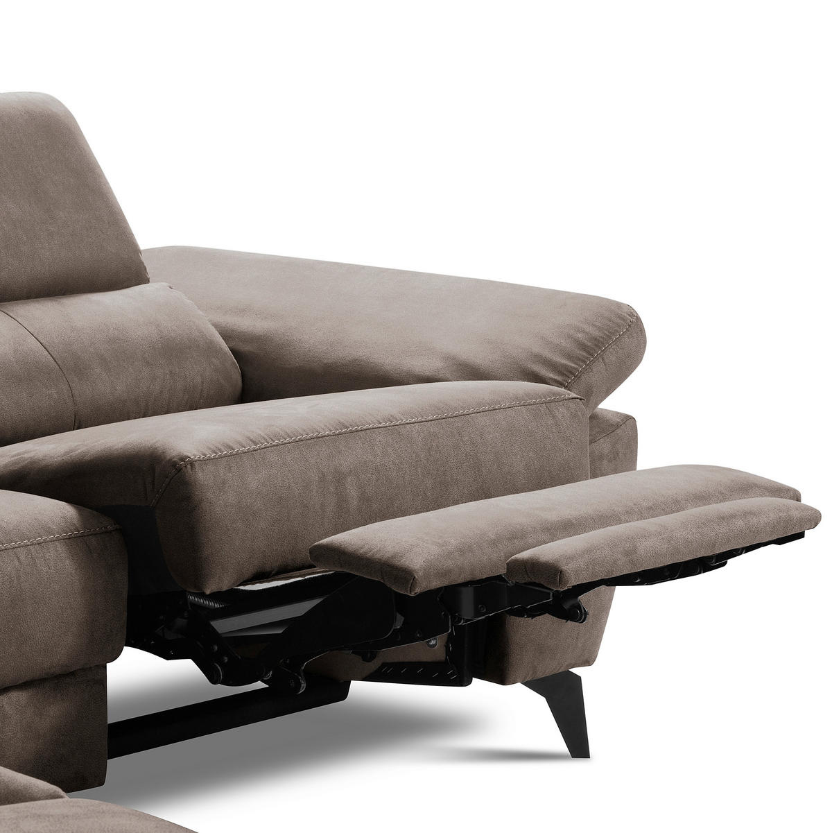 ECKSOFA SONO in Lederlook Braun Armteilverstellung, Kopfteilverstellung  210/265 cm  - Schwarz/Braun, Design, Textil/Metall (210/265cm) - Livetastic