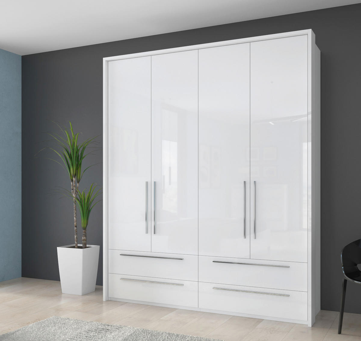 ORMAR SA KLASIČNIM VRATIMA bela visoki sjaj  187/226/60 cm  - bela visoki sjaj, Dizajnerski, pločasti materijal/plastika (187/226/60cm)