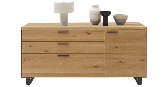 KOMMODE in 181,9/74,5/45,2 cm - Wildeiche/Schwarz, Design, Holz/Metall (181,9/74,5/45,2cm) - Valnatura