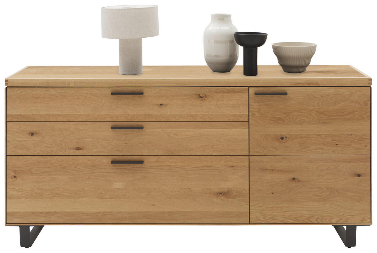 KOMMODE 181,9/74,5/45,2 cm  in Wildeiche  - Wildeiche/Schwarz, Design, Holz/Metall (181,9/74,5/45,2cm) - Valnatura