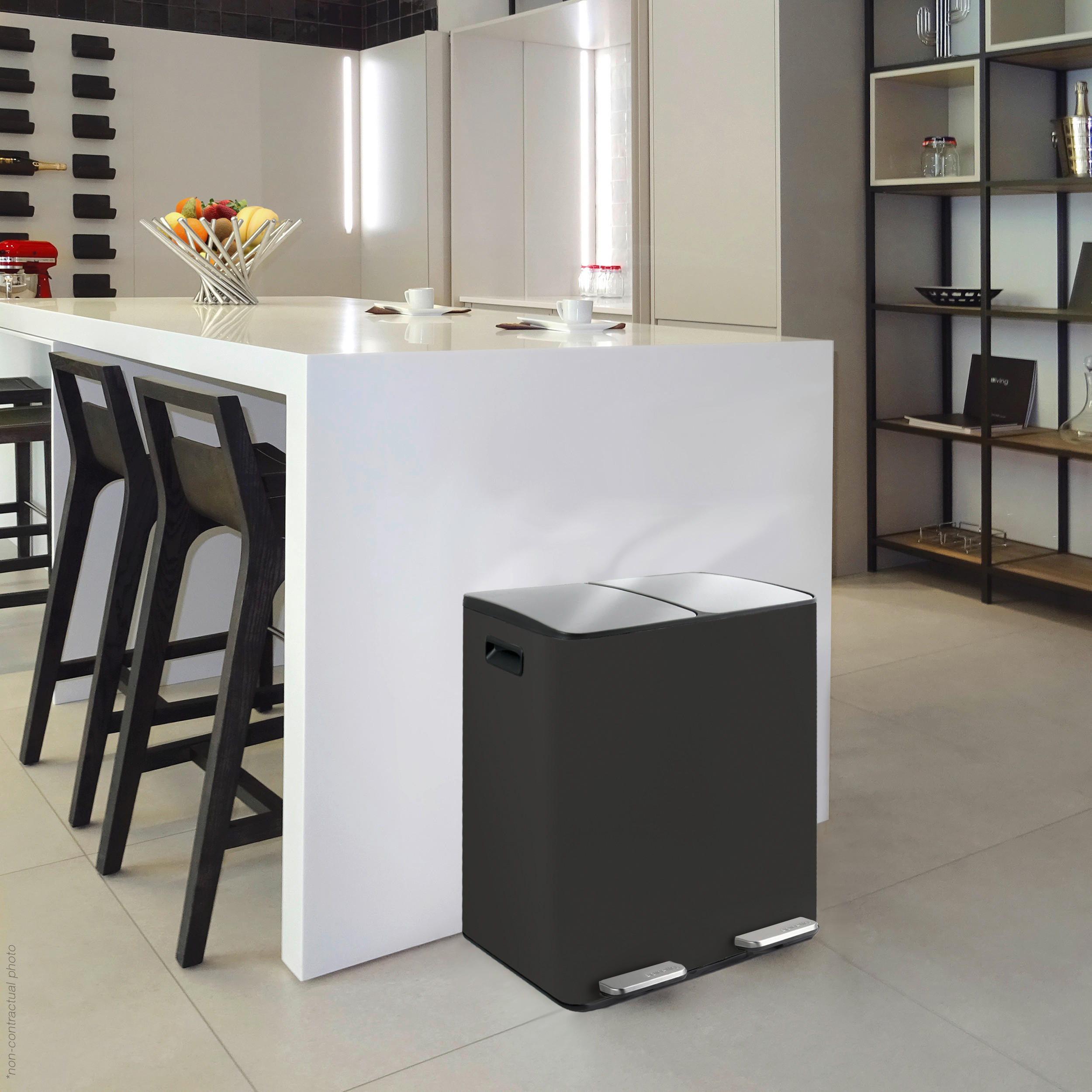 TRETEIMER 40 L  - Schwarz, Basics, Kunststoff/Metall (45/30/51cm) - Spirella
