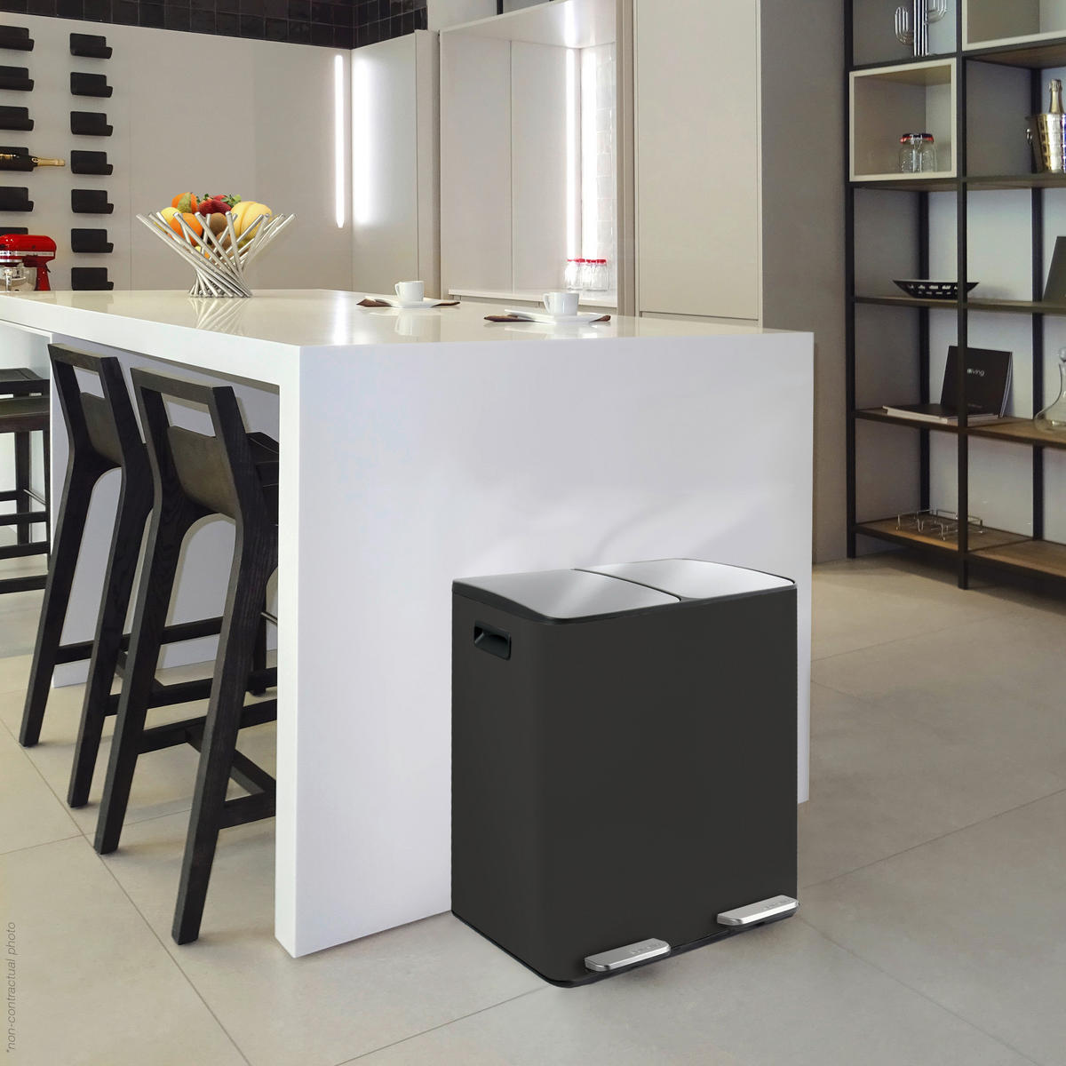 TRETEIMER 40 l  Metall  - Schwarz, Basics, Kunststoff/Metall (45/30/51cm) - Spirella