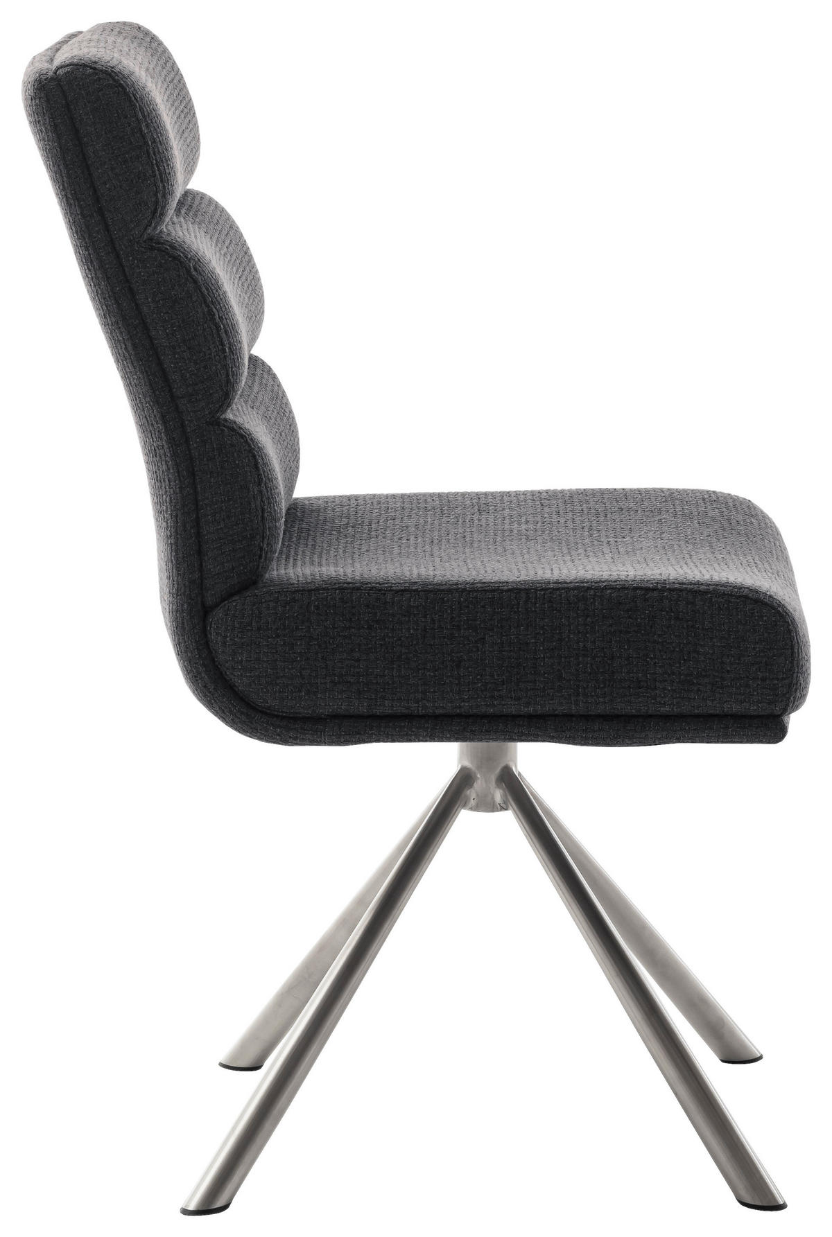STUHL Webstoff Anthrazit, Edelstahlfarben  - Edelstahlfarben/Anthrazit, Design, Textil/Metall (47/90/64cm) - Dieter Knoll