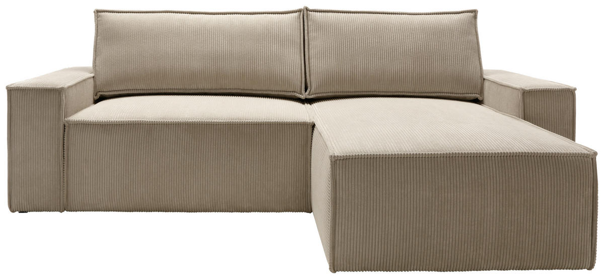ECKSCHLAFSOFA  mit Armlehnen seitenverkehrt montierbar Samt Taupe  - Taupe/Schwarz, KONVENTIONELL, Holz/Kunststoff (251/170cm) - MID.YOU