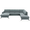 WOHNLANDSCHAFT in Echtleder Blaugrau  - Blaugrau/Schwarz, Design, Leder/Metall (165/339/233cm) - Beldomo Premium
