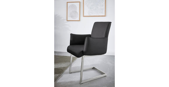 ARMLEHNSTUHL  in Stahl Mikrofaser  - Edelstahlfarben/Schwarz, Design, Holzwerkstoff/Textil (63/91/60cm) - Dieter Knoll