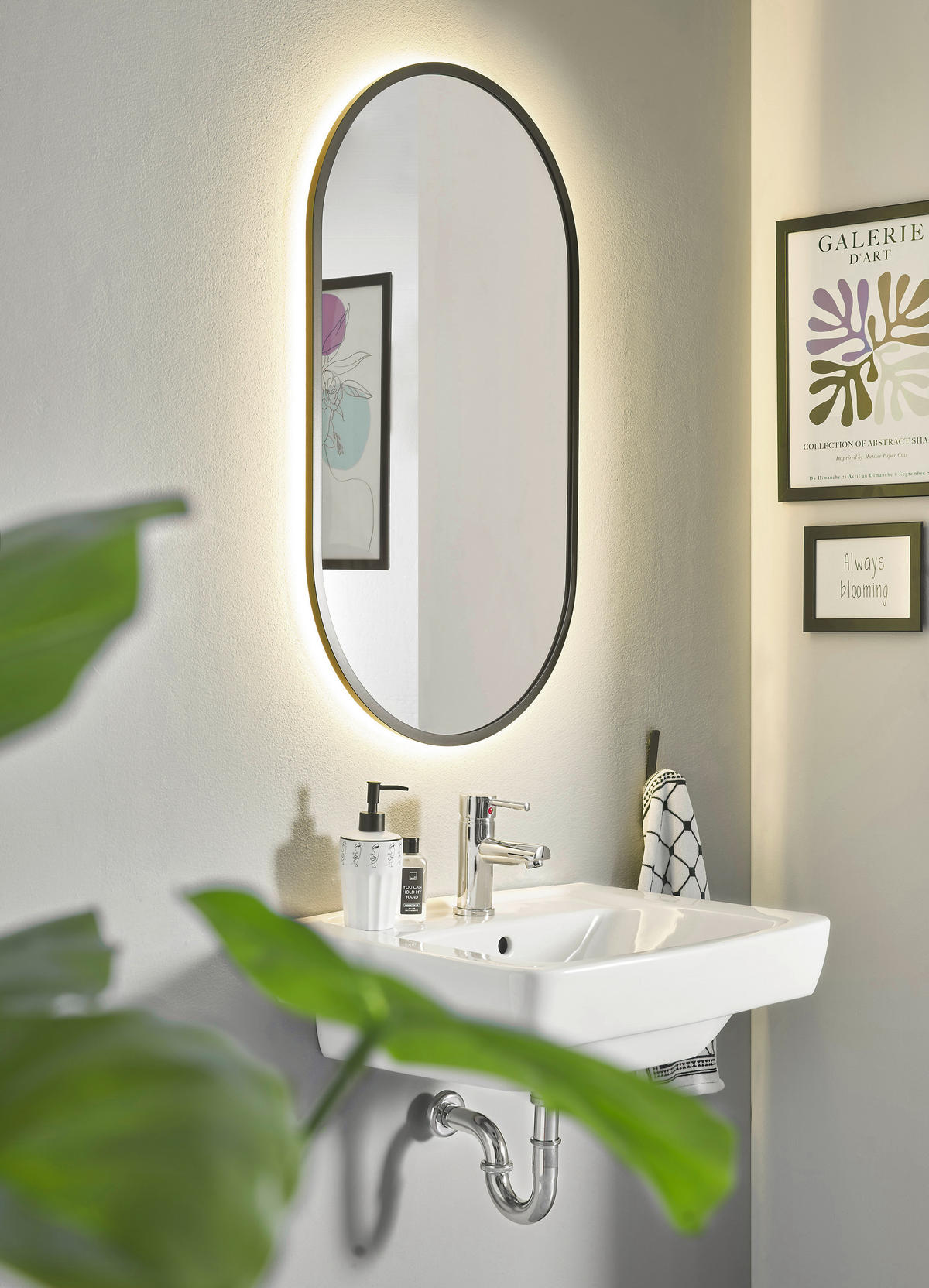 BADEZIMMERSPIEGEL 50/90/5 cm  - Schwarz, KONVENTIONELL, Glas/Kunststoff (50/90/5cm) - Linea Natura