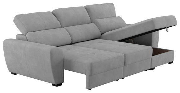 ECKSOFA Grau Mikrofaser Bettkasten, Schlaffunktion, Rücken echt, Liegefläche im Originalstoff  - Schwarz/Grau, KONVENTIONELL, Kunststoff/Textil (285/177cm) - Carryhome
