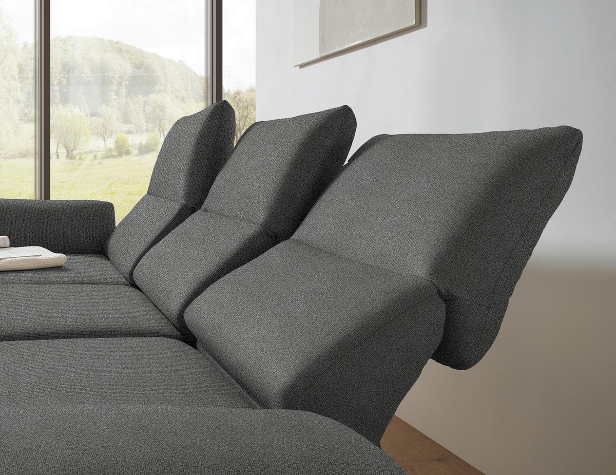 ECKSOFA  in Flachgewebe Dunkelgrau  175-224/255-365 cm  - Dunkelgrau/Schwarz, Design, Textil/Metall (175-224/255-365cm) - Dieter Knoll