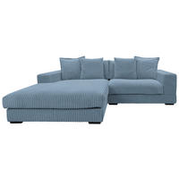 ECKSOFA Hellblau Cord  - Schwarz/Hellblau, Design, Kunststoff/Textil (195/285cm) - MID.YOU