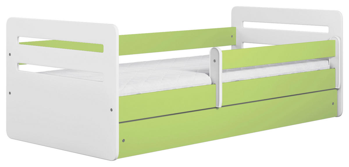 KINDER-/JUNIORBETT 80/160 cm  in Grün, Weiß  - Birkefarben/Weiß, MODERN, Holz/Holzwerkstoff (80/160cm) - MID.YOU