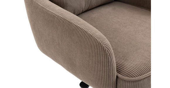 BARHOCKER Cord Braun, Schwarz Eisen Stoffauswahl, Sitzfläche 360° drehbar, inklusive Armlehnen - Schwarz/Braun, Design, Textil/Metall (54/98-120/58cm) - Novel