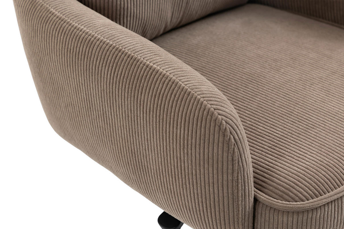 BARHOCKER Cord Braun, Schwarz Eisen Stoffauswahl, Sitzfläche 360° drehbar, inklusive Armlehnen  - Schwarz/Braun, Design, Textil/Metall (54/98-120/58cm) - Novel