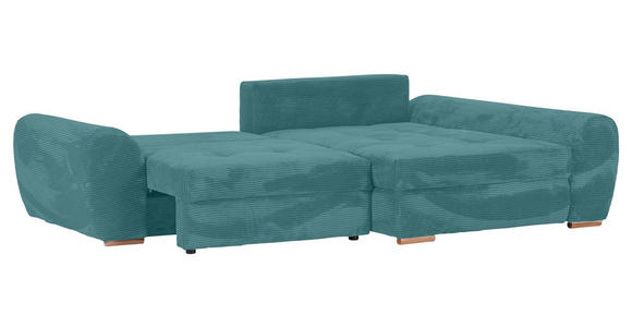 ECKSOFA Petrol Cord - Eichefarben/Petrol, KONVENTIONELL, Holz/Textil (276/177cm) - Carryhome
