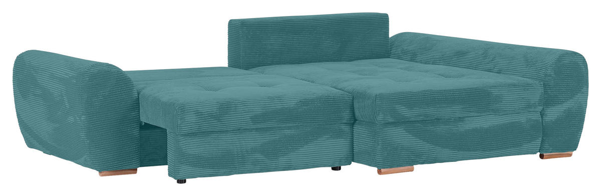 ECKSOFA in Cord Petrol  - Eichefarben/Petrol, Konventionell, Holz/Textil (276/177cm) - Carryhome