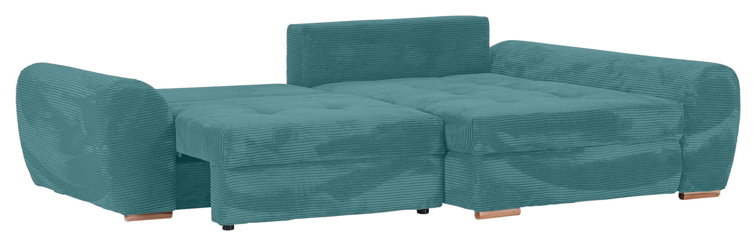 Thumbnail - Carryhome Ecksofa, Petrol, Textil, Buche, massiv, 2-3-Sitzer, Füllung: Schaumstoff, Ottomane rechts, L-Form, einmalig se...