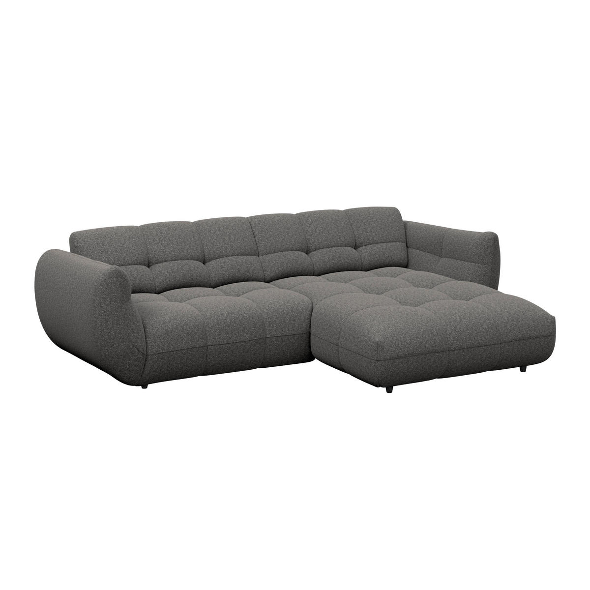 ECKSOFA Chenille Graubraun  - Graubraun/Schwarz, Trend, Kunststoff/Textil (280/178cm) - MID.YOU