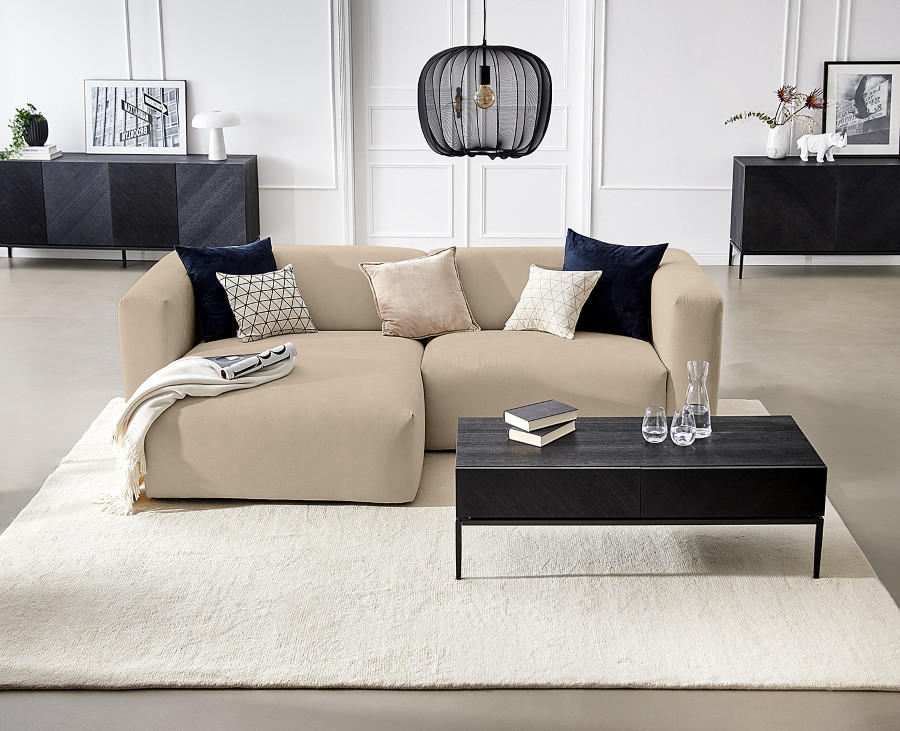 ECKSOFA in Struktur Beige - Beige, Modern, Textil (255/72/160cm) - Trendmanufaktur