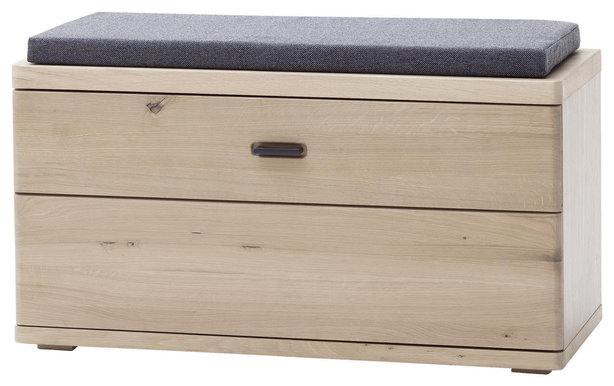 GARDEROBENBANK  in 90/47/37 cm  - Eichefarben/Schwarz, Natur, Holz/Metall (90/47/37cm) - Linea Natura