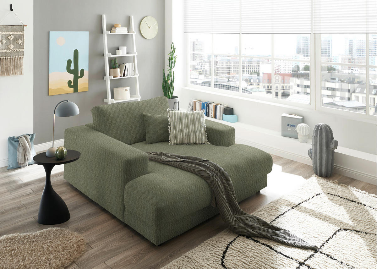 XXL-SESSEL in Chenille Grün  - Schwarz/Grün, Design, Kunststoff/Textil (150/86/170cm) - Lomoco