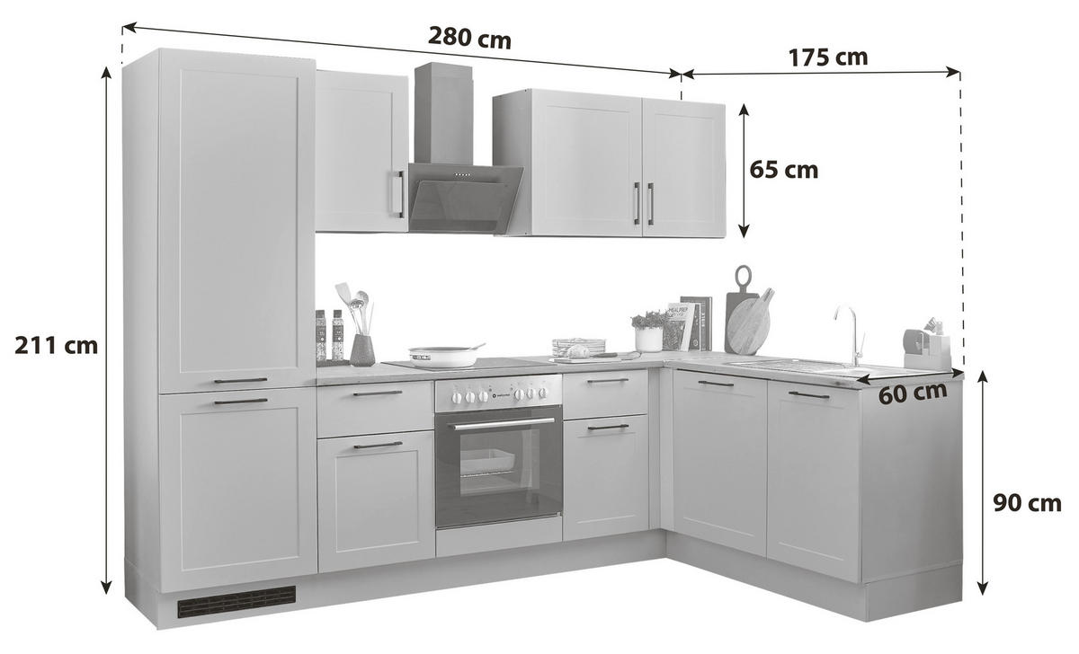 ECKKÜCHE 280/175 cm  in Grün, Eiche Artisan  - Schwarz/Eiche Artisan, Design, Holzwerkstoff/Metall (280/175cm) - MID.YOU
