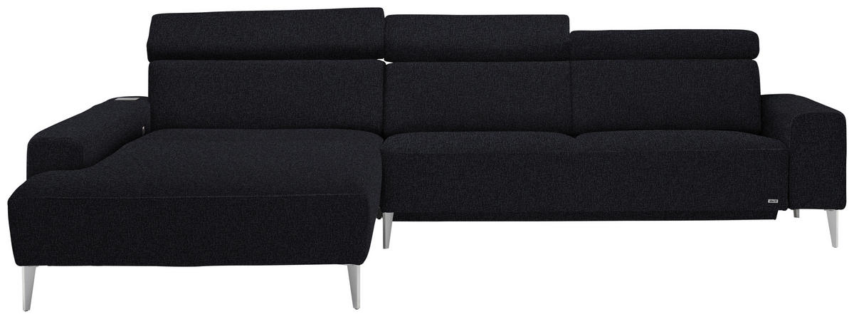 ECKSOFA in Webstoff Anthrazit  205/308 cm  - Anthrazit/Alufarben, Design, Textil/Metall (205/308cm) - Sedda