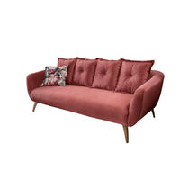 3-SITZER-SOFA in Velours Koralle, Multicolor  - Koralle/Buchefarben, MODERN, Holz/Textil (236/94/103cm) - Livetastic