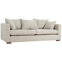 2,5-SITS SOFFA i chenille beige  - beige/brun, Klassisk, metall/trä (220/80/113cm) - Carryhome