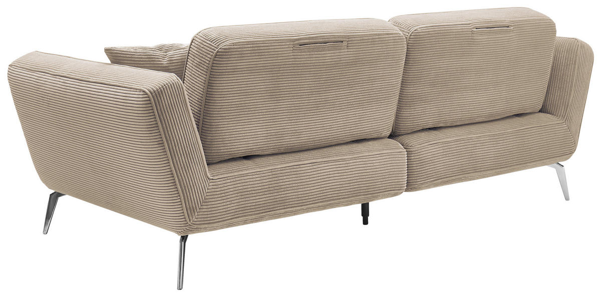 3-SITZER-SOFA Cord Hellbraun  - Chromfarben/Hellbraun, KONVENTIONELL, Kunststoff/Textil (260/90/125cm) - SetOne by Musterring